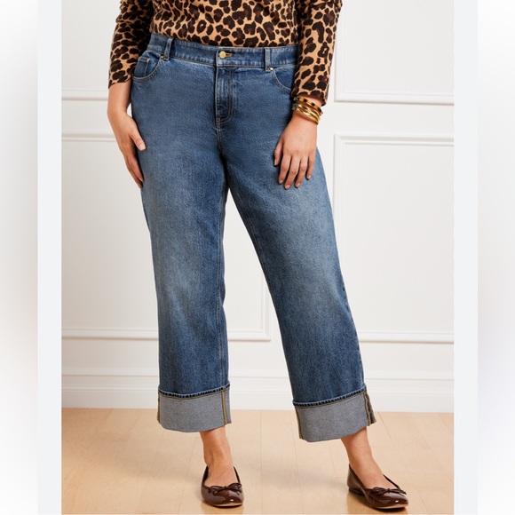 Talbots Denim - Talbots Wide Straight Ankle Cuff Jeans - Viola Wash sz 16W